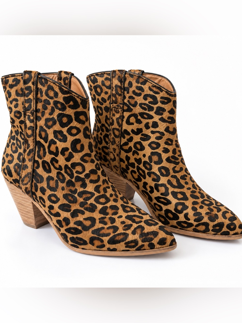 Frye & Co Leopard Calf Hair Western Ankle Boots Women’s Size 6M